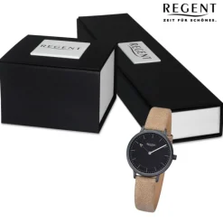 Regent Damen Armbanduhr Analog Lederarmband gold URF1247