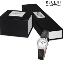 Regent Damen Armbanduhr Analog Lederarmband schwarz URF1249