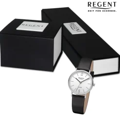 Regent Damen Armbanduhr Analog Lederarmband schwarz URF1318