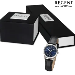 Regent Damen Armbanduhr Analog Lederarmband schwarz URF1322