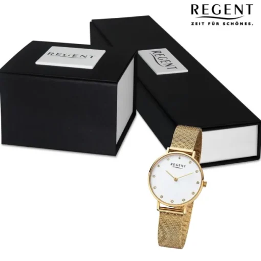 Regent Damen Armbanduhr Analog Metallarmband gold URF1330