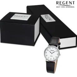Regent Damen Armbanduhr Analog Lederarmband schwarz URF1429