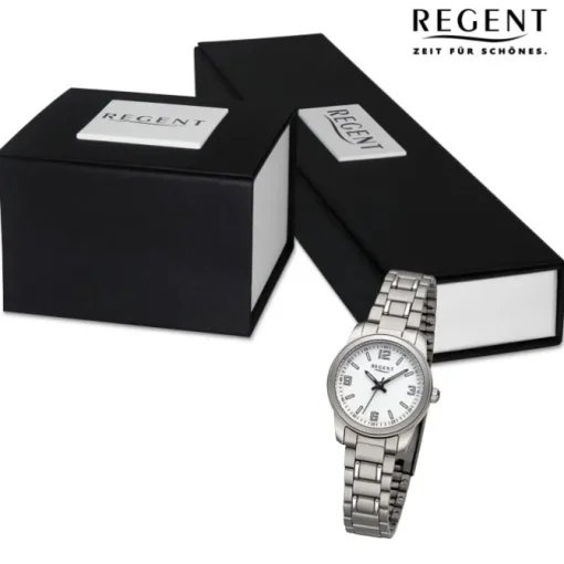 Regent Damen Armbanduhr Analog Metallarmband silber URF1441