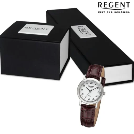 Regent Damen Armbanduhr Analog Lederarmband braun URF1443