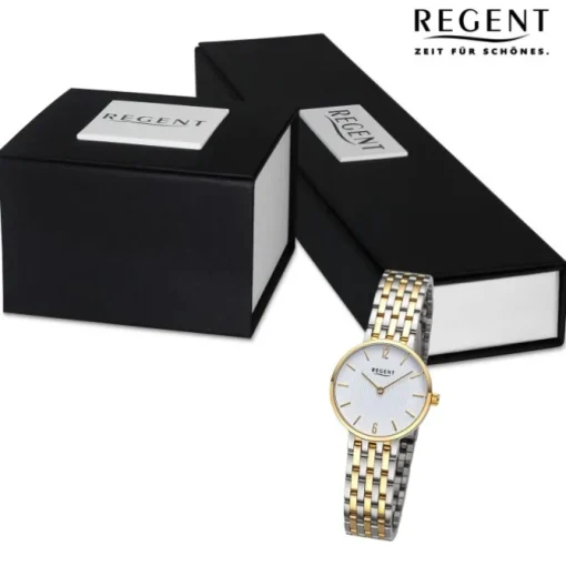 Regent Damen Armbanduhr Analog Metallarmband silber gold URF1486