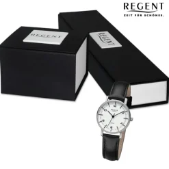 Regent Damen Armbanduhr Analog Lederarmband schwarz URF1479