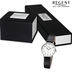 Regent Damen Armbanduhr Analog Lederarmband schwarz URF1557