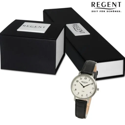 Regent Damen Armbanduhr Analog Lederarmband schwarz UR2094051