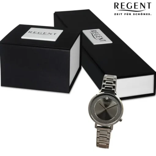Regent Damen Armbanduhr Analog Metallarmband dunkelgrau UR2252549