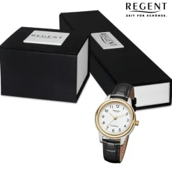 Regent Damen Armbanduhr Analog Lederarmband schwarz URF1568