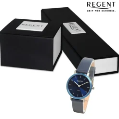 Regent Damen Armbanduhr Analog Lederarmband blau UR2094055