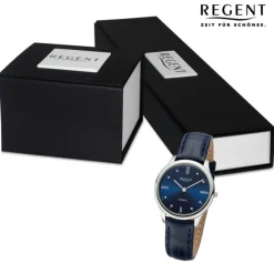 Regent Damen Armbanduhr Analog Lederarmband blau UR2114082