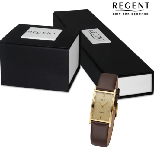 Regent Damen Armbanduhr Analog Lederarmband dunkelbraun URF1509
