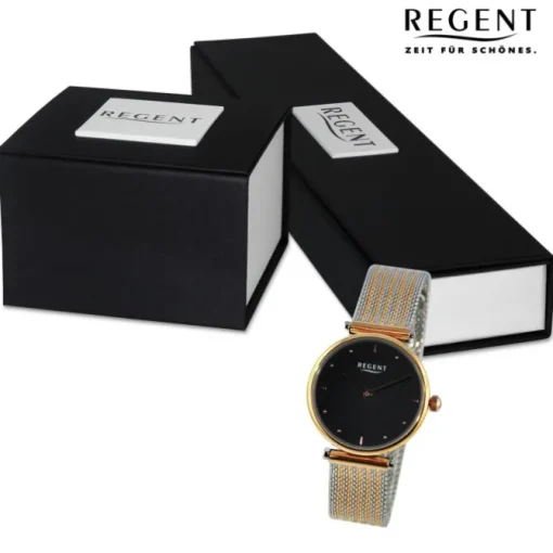 Regent Damen Armbanduhr Analog Metallarmband silber rosegold UR2212501