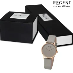 Regent Damen Armbanduhr Analog Lederarmband grau UR2152579
