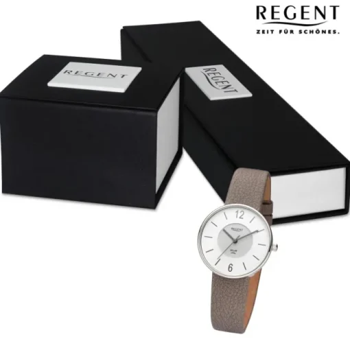 Regent Damen Armbanduhr Analog Lederarmband taupe URBA718