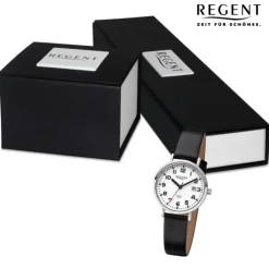 Regent Damen Armbanduhr Analog Lederarmband schwarz URBA790