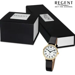 Regent Damen Armbanduhr Analog Lederarmband schwarz URBA791