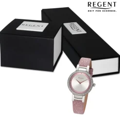 Regent Damen Armbanduhr Analog Lederarmband rosa URBA799