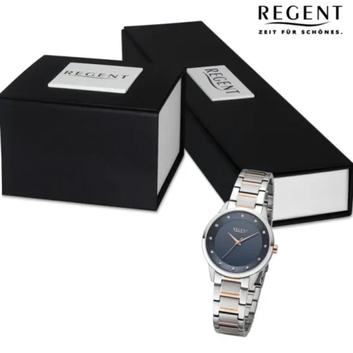 Regent Damen Armbanduhr Analog Metallarmband silber rosegold UR2212809