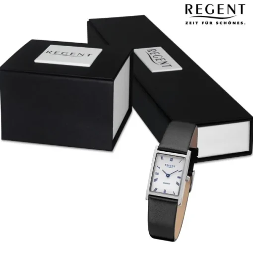 Regent Damen Armbanduhr Analog Lederarmband schwarz URF1300