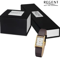 Regent Damen Armbanduhr Analog Lederarmband dunkelbraun URF1302
