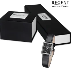 Regent Damen Armbanduhr Analog Lederarmband schwarz URF1316