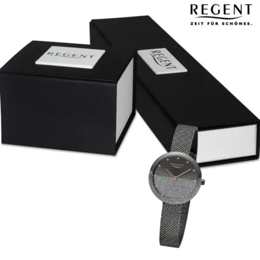 Regent Damen Armbanduhr Analog Metallarmband schwarz UR2252542