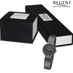 Regent Damen Armbanduhr Analog Edelstahlarmband grau URF1358