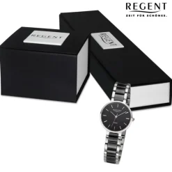 Regent Damen Armbanduhr Analog Keramikarmband silber schwarz URF1462