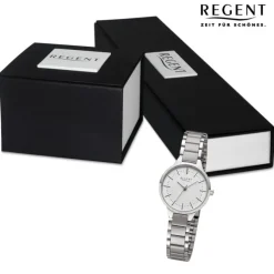 Regent Damen Armbanduhr Analog Metallarmband silber grau URF1502