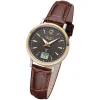Regent Damen Funkuhr Analog-Digital FR-257 Funk-Uhr Leder braun URFR257