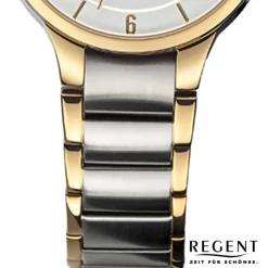Regent Damen Funkuhr Analog-Digital Metallarmband silber gold URFR288