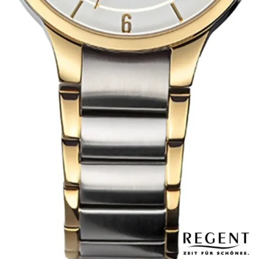 Regent Damen Funkuhr Analog-Digital Metallarmband silber gold URFR288