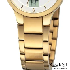 Regent Damen Funkuhr Analog-Digital Metallarmband gold URFR289