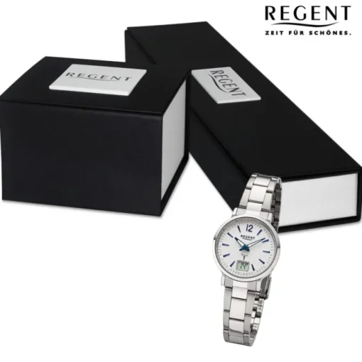 Regent Damen Funkuhr Analog-Digital Metallarmband silber URFR267