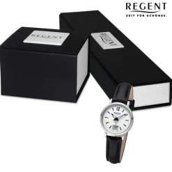 Regent Damen Funkuhr Analog-Digital Lederarmband schwarz URFR284