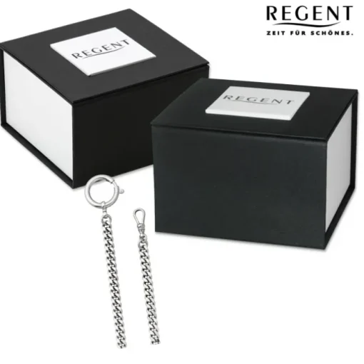 Regent Damen Herren Taschenuhr Kette Flachpanzer 6mm silber URP043
