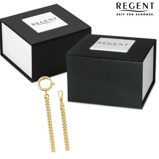 Regent Damen Herren Taschenuhr Kette Flachpanzer 6mm vergoldet vernickelt URP042
