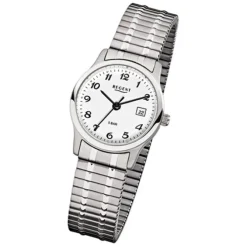 Regent Damen, Herren-Armbanduhr F-885 Quarz-Uhr Stahl-Armband silber URF885