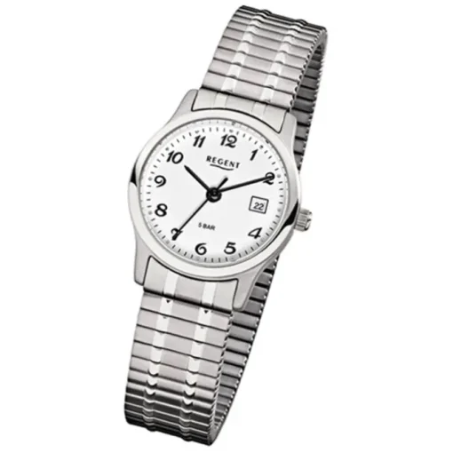 Regent Damen, Herren-Armbanduhr F-885 Quarz-Uhr Stahl-Armband silber URF885