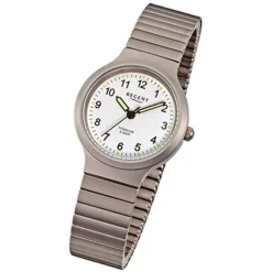Regent Damen, Herren-Armbanduhr F-275 Quarz-Uhr Titan-Armband silber grau URF275