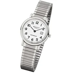 Regent Damen, Herren-Armbanduhr F-884 Quarz-Uhr Stahl-Armband silber URF884