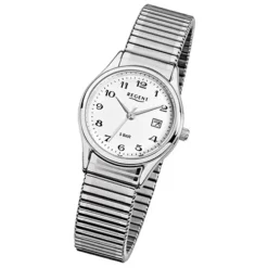 Regent Damen, Herren-Armbanduhr F-893 Quarz-Uhr Stahl-Armband silber URF893