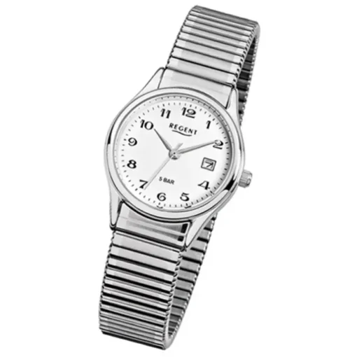 Regent Damen, Herren-Armbanduhr F-893 Quarz-Uhr Stahl-Armband silber URF893