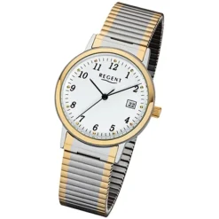 Regent Damen, Herren-Armbanduhr 32-F-1015 Edelstahl-Armband silber gold URF1015