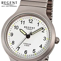Regent Damen, Herren-Armbanduhr F-275 Quarz-Uhr Titan-Armband silber grau URF275