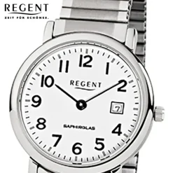 Regent Damen, Herren-Armbanduhr F-884 Quarz-Uhr Stahl-Armband silber URF884