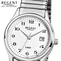 Regent Damen, Herren-Armbanduhr F-893 Quarz-Uhr Stahl-Armband silber URF893
