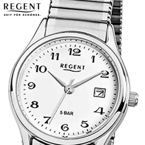 Regent Damen, Herren-Armbanduhr F-893 Quarz-Uhr Stahl-Armband silber URF893